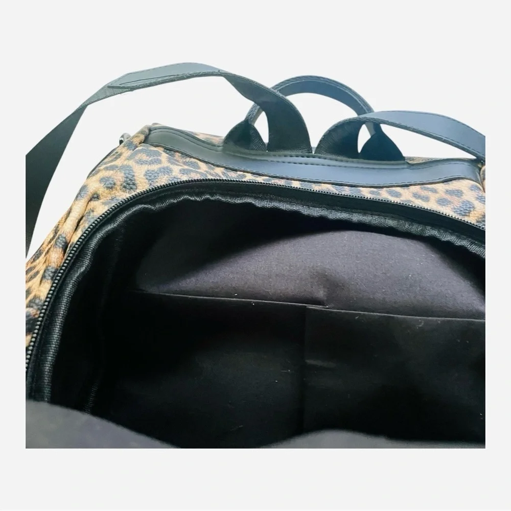 NWNT leopard print book bag backpack school bag side pockets zipper